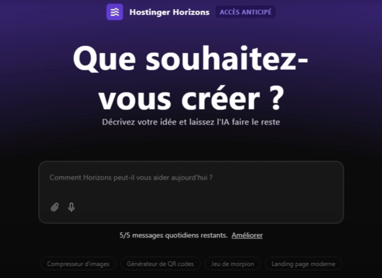 Créer une application web en discutant avec l'IA Hostinger Horizons