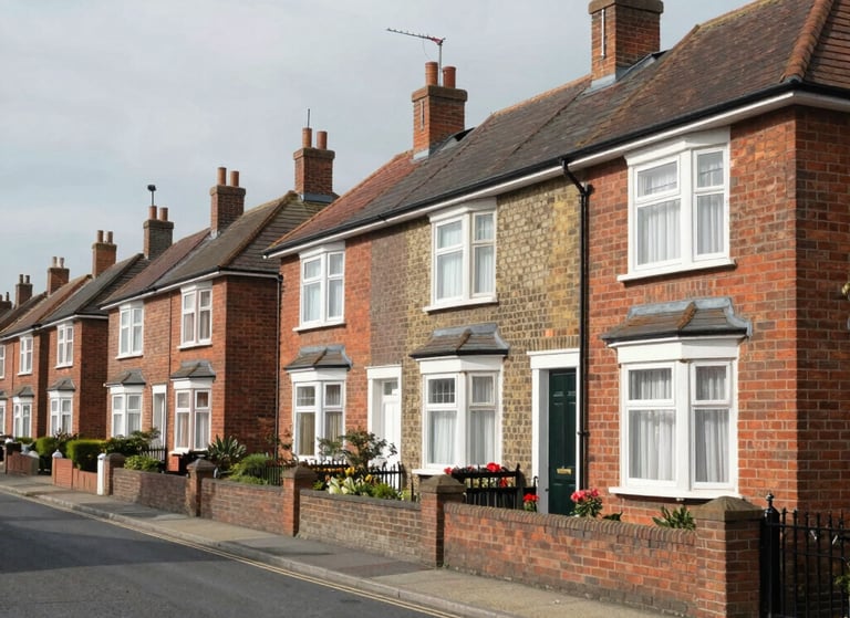 Row of houses providing an example of a epc relevant property