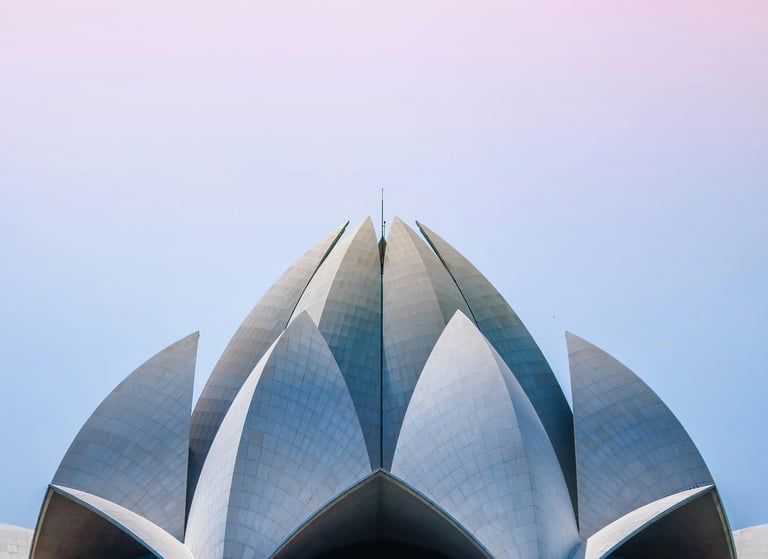 a lotus flower in front of a blue sky