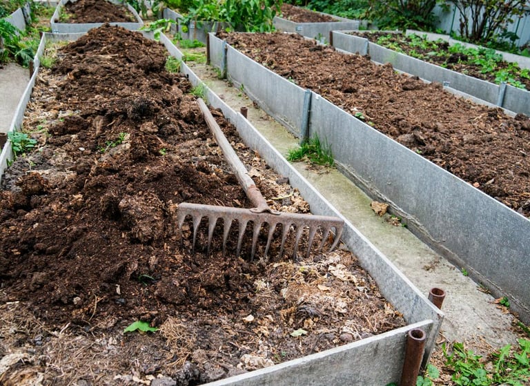 a garden bed filled with a good soil mix
