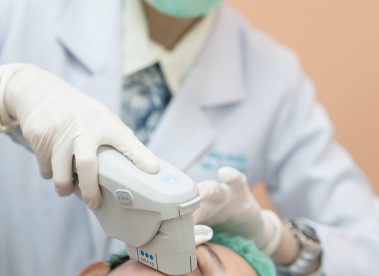 ultherapy treatment on client's face