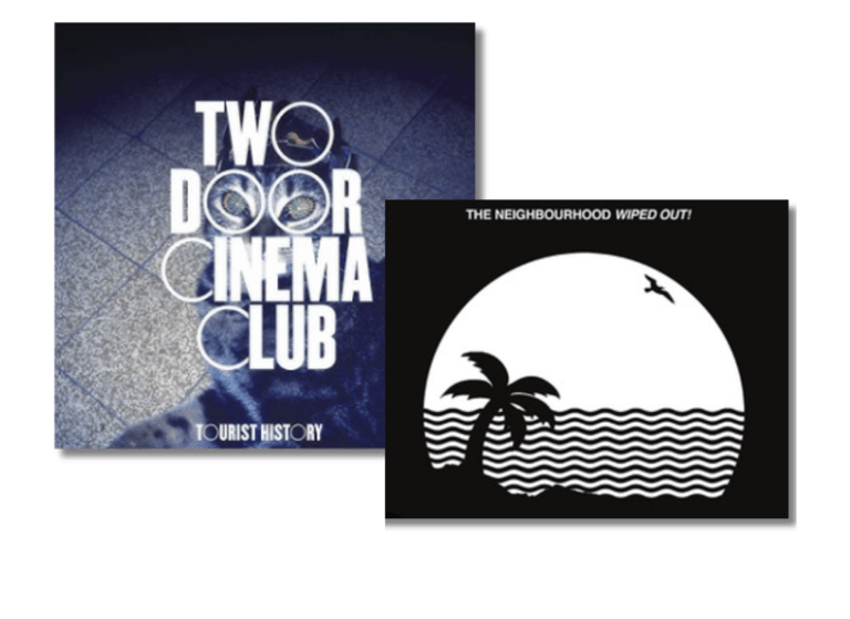 two cd's of two different albums. Two Door Cinema Club and The Neighborhood 