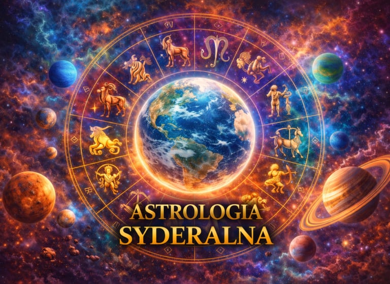 znaki zodiaku otaczajace glob ziemski na kosmicznym tle astrologia syderalna