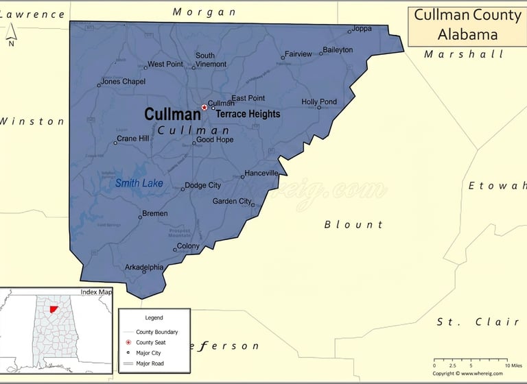 Map pf service area Cullman, Alabama
