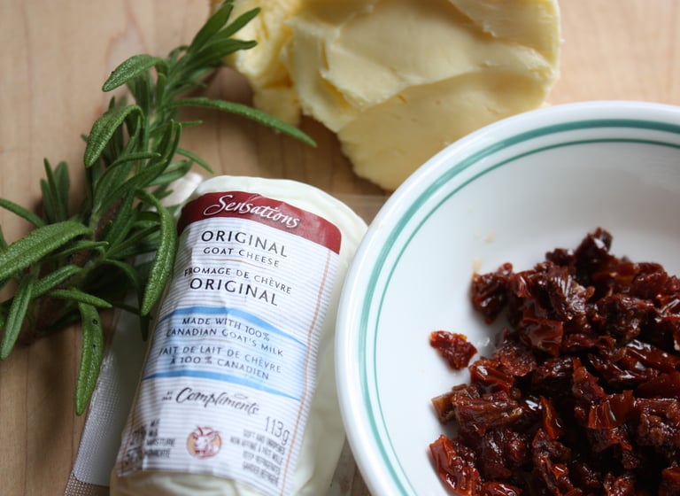 ingredients for sundried tomato rosemary compound butter