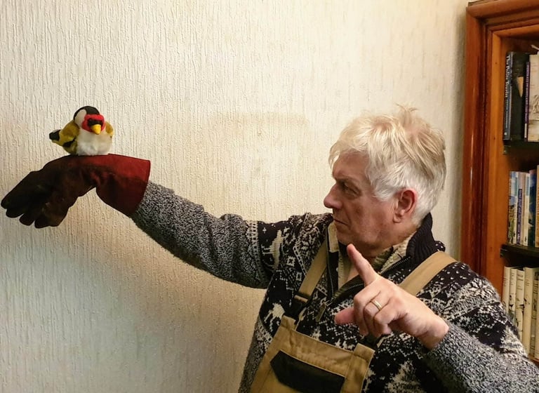 Gilbert Summers doing something very silly by way of a change from painting.