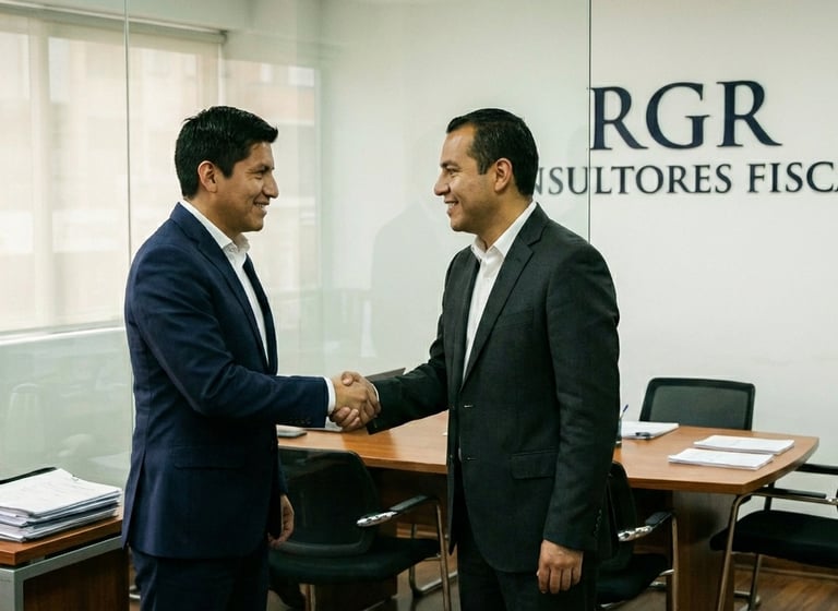 contador de rgr consultores haciendo un acuerdo con un cliente