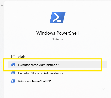 Abra o PowerShell como Administrador