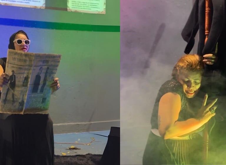 Performance da artista Patricia Soares, que une dança, música e expressão visual.