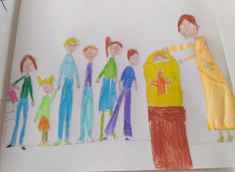 Малюнок з недільної школи про таїнство сповіді