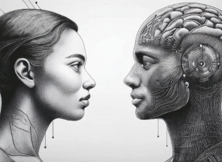 a woman and a man with a brain scans