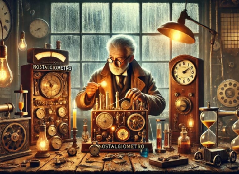 Tito Alberto Adduci in a suit and tie is working on a clock