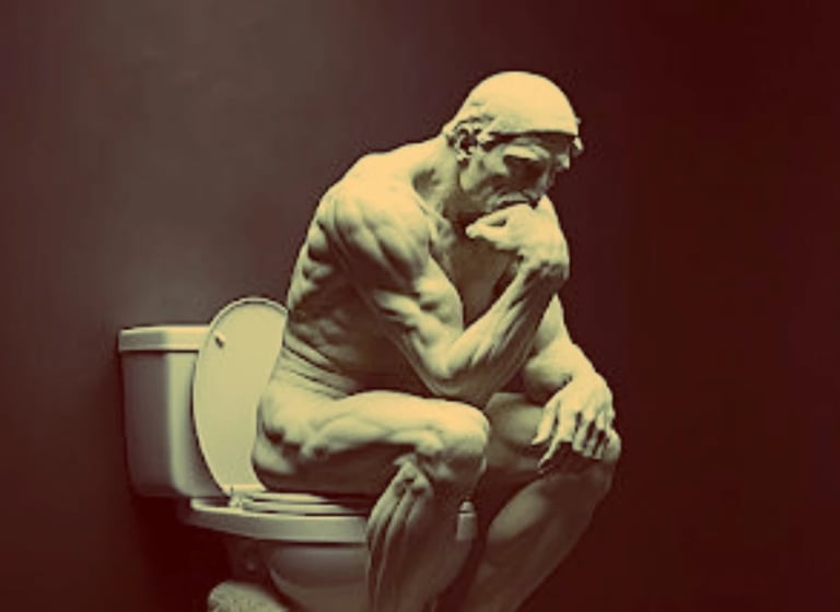Pensador de Rodin a statue of a man sitting on a toilet