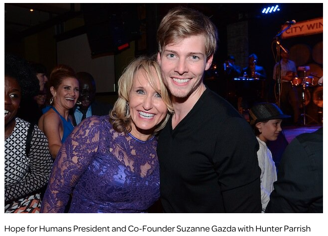 Hope for Humans President and Co-Founder Suzanne Gazda with Hunter Parrish
