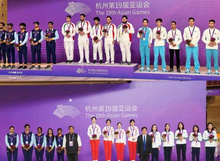 Asian Games 2023, Chess Team Medals I Photo: Xinhua and Konstantin Kiselyov