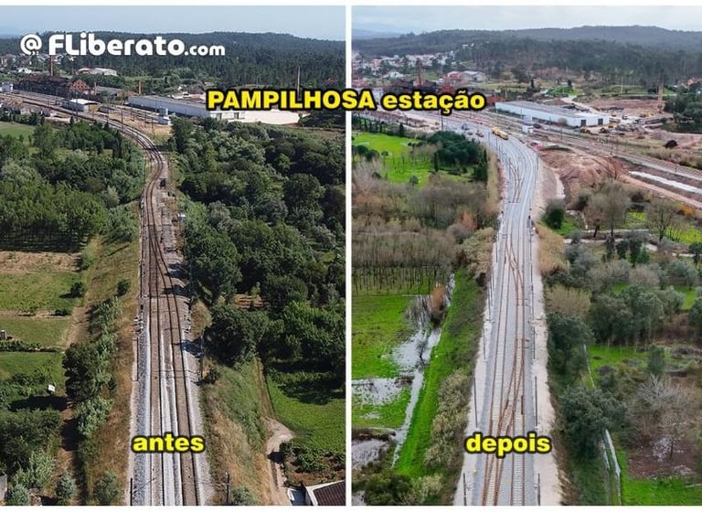 Estação Pampilhosa antes e depois