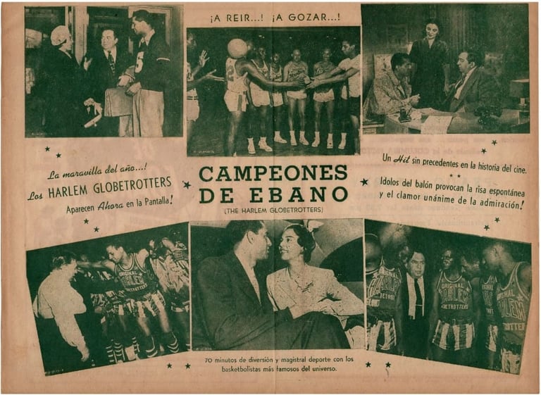 1951 Campeones De Ebano (The Harlem Globetrotters) Movie Playbill from the Prado & Terry theatre in