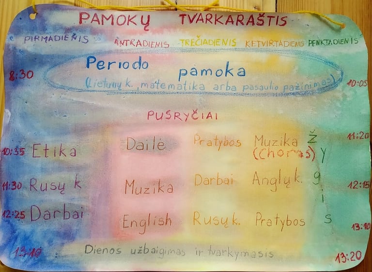 Pamokų tvarkaraštis Klaipėdos Valdorfo mokykloje