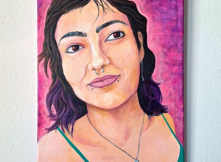 a painting of a woman with a necklace