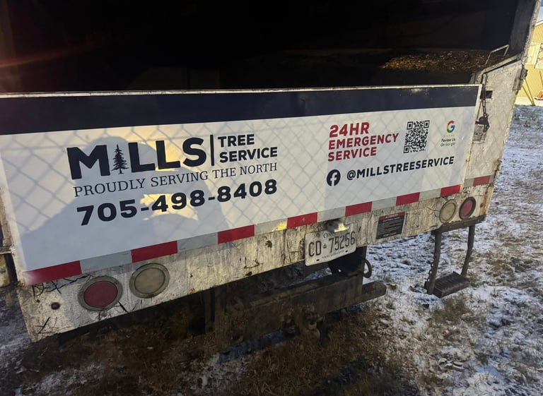 mills tree service truck rear view