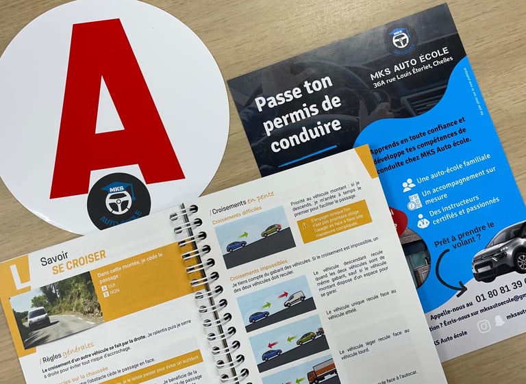 flyer passe ton permis carnet de code la route et pastille A jeune conducteur