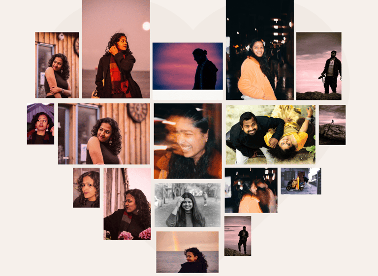 a heartfull collage of vibrant portraits