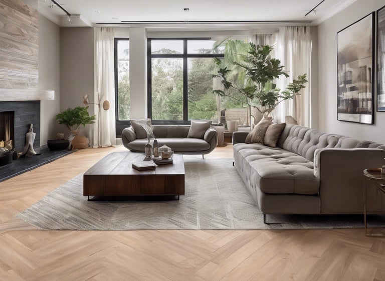 Beautifully installed hardwood floor in a modern living room
