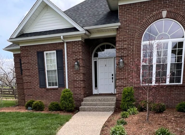 house and walk way power washed