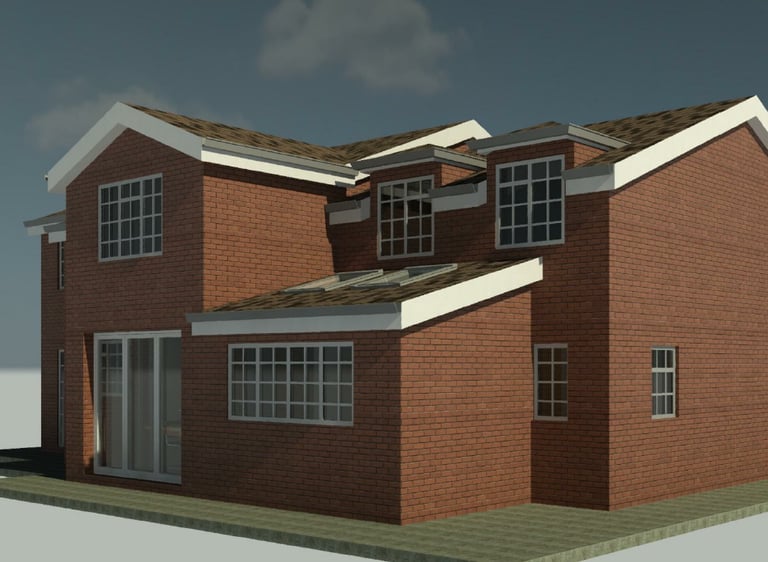 3D digital image of a kitchen extension for a fully detached property