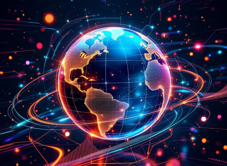 A futuristic globe of the world symbolising AI and future travel growth