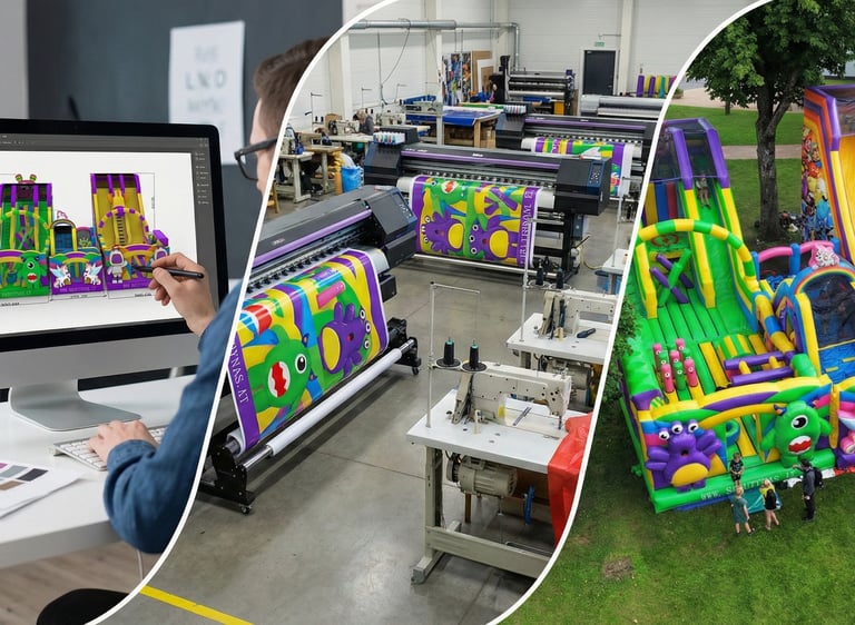 Visas batutų gamybos procesas: nuo unikalaus 3D projekto dizaino ir spaudos iki realaus batutų parko