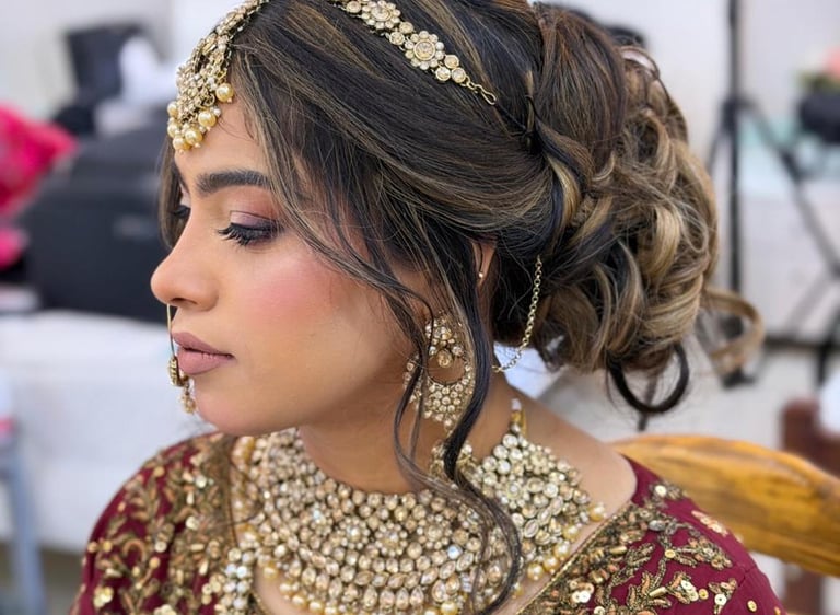 Professional bridal makeup by Maria Padela in Dubai Marina.