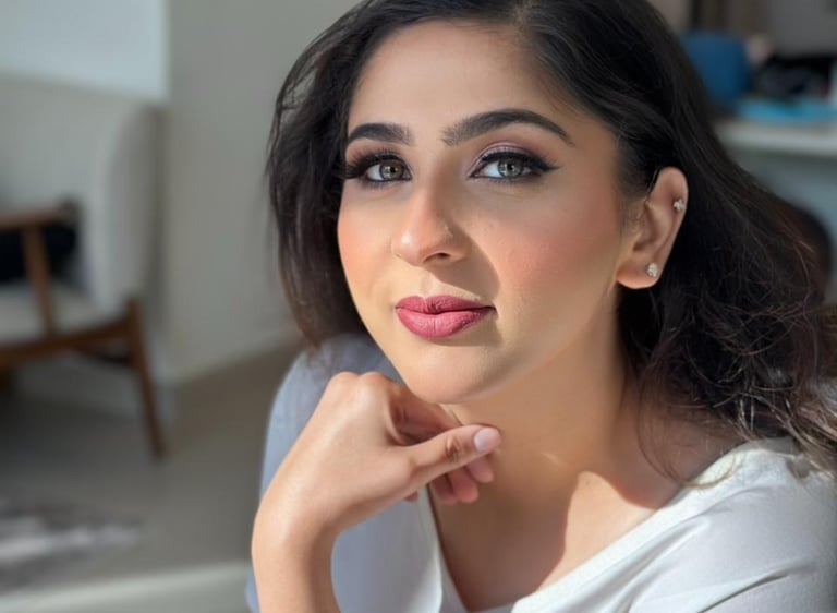 Traditional hijab styling for brides in Jumeirah by Maria Padela.