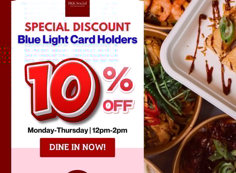 Blue Light Card Holders Discount at BKK Social in Gloucester