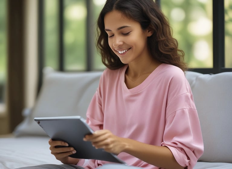 A caring doctor consulting with a family through a video call in a cozy home setting.