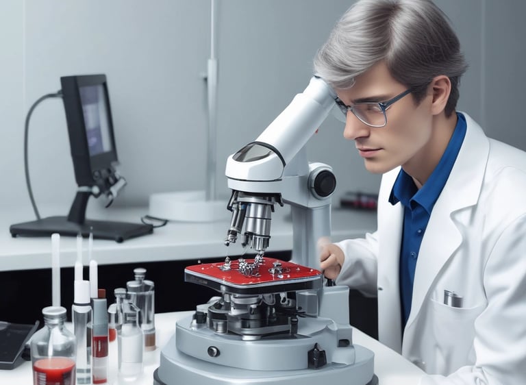 Close-up of futuristic nanorobots working at microscopic level inside the human body.