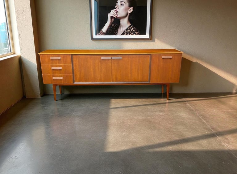 Scandinavian Danish design sideboard with clean lines, showcasing timeless Mid-Century Modern craftsmanship.