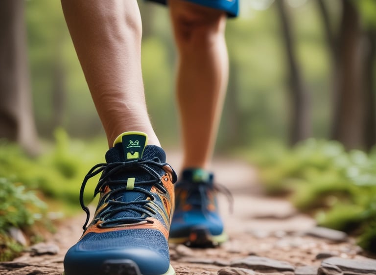 A close-up of skilled hands inspecting a high-quality sneaker in a bright, modern factory setting.