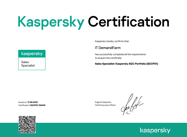 Kaspersky Sales Specialist Certificate IT DemandFarm