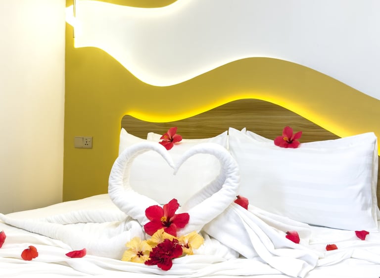 Honey moon bed decoration in deluxe room