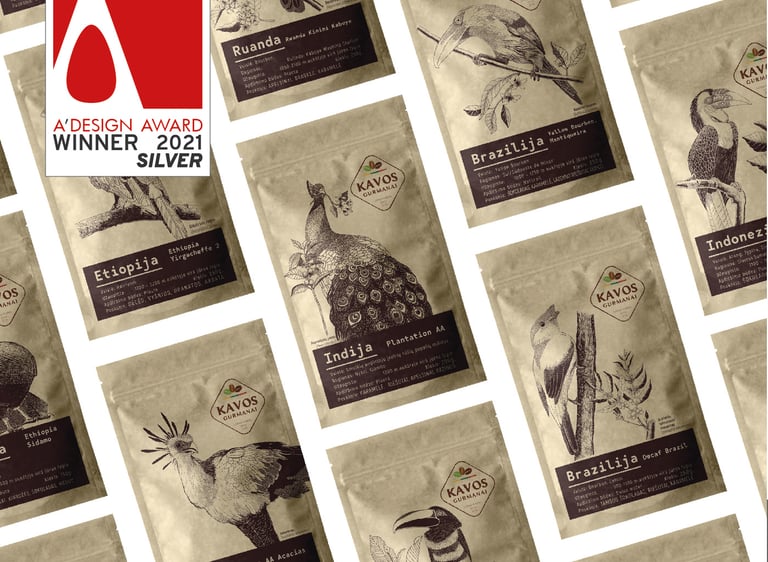 coffee bags layout with illustrations - award winning project