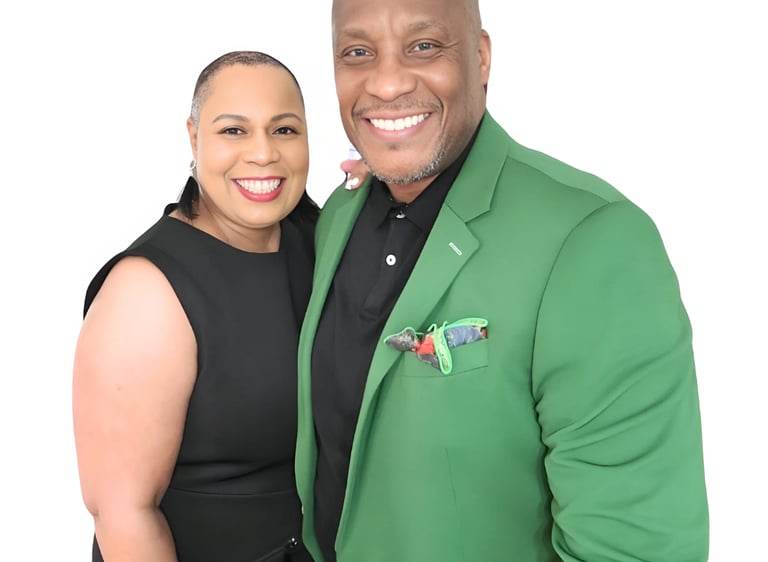 a man and woman standing next to each other