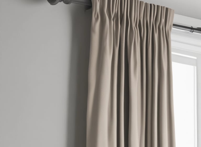 a curtain rod with a curtain rod and a curtain