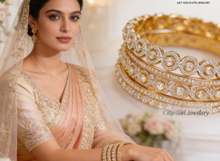 citygoldjewellerybangles.com - Citygirl Gold Plated Bangle Party wear with AD stones Anti Tarnish