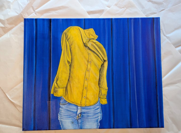 A color dense hyper realistic painting of a G.K. Allum photo rendered in Liquitex acrylics on linen by Kathy LaFollett..