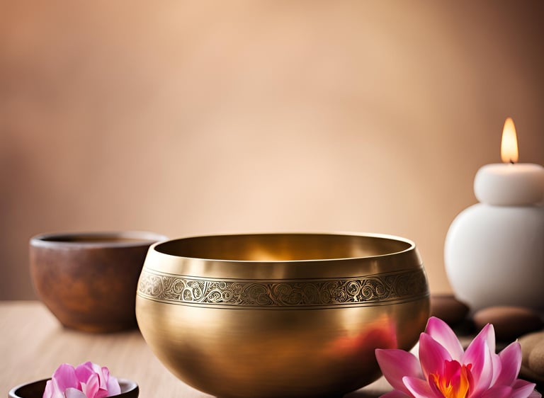 Klangschale im Kerzenschein – Achtsamkeit und Entspannung in meditativer Atmosphäre