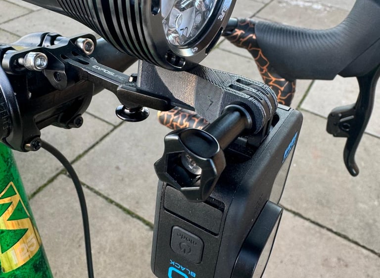 duo mount with exposure light and gopro on pavement