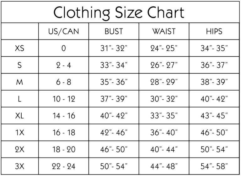 Size Chart MADHULIKA.STORE