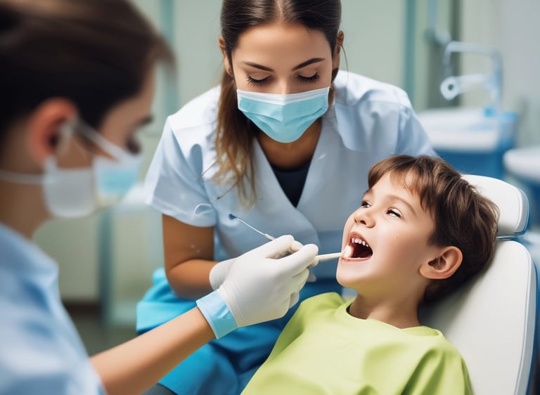 a kid getting dental treatment by pediatric dentist at peoples dental cilnic greater noida