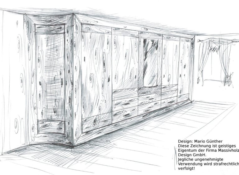 Zeichnung Schrank Zirbenholz-Schlafzimmer